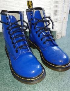 Royal Blue Pantent Leather Dr Martens Boots